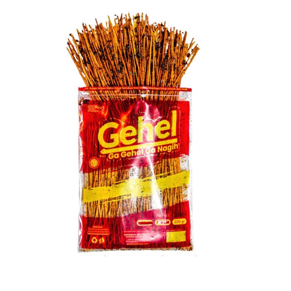 

Sale Sekarang--Gehel Snack Mie Lidi Terenak Lezat Asin Gurih Extra Pedas Jeruk Isi 200gr