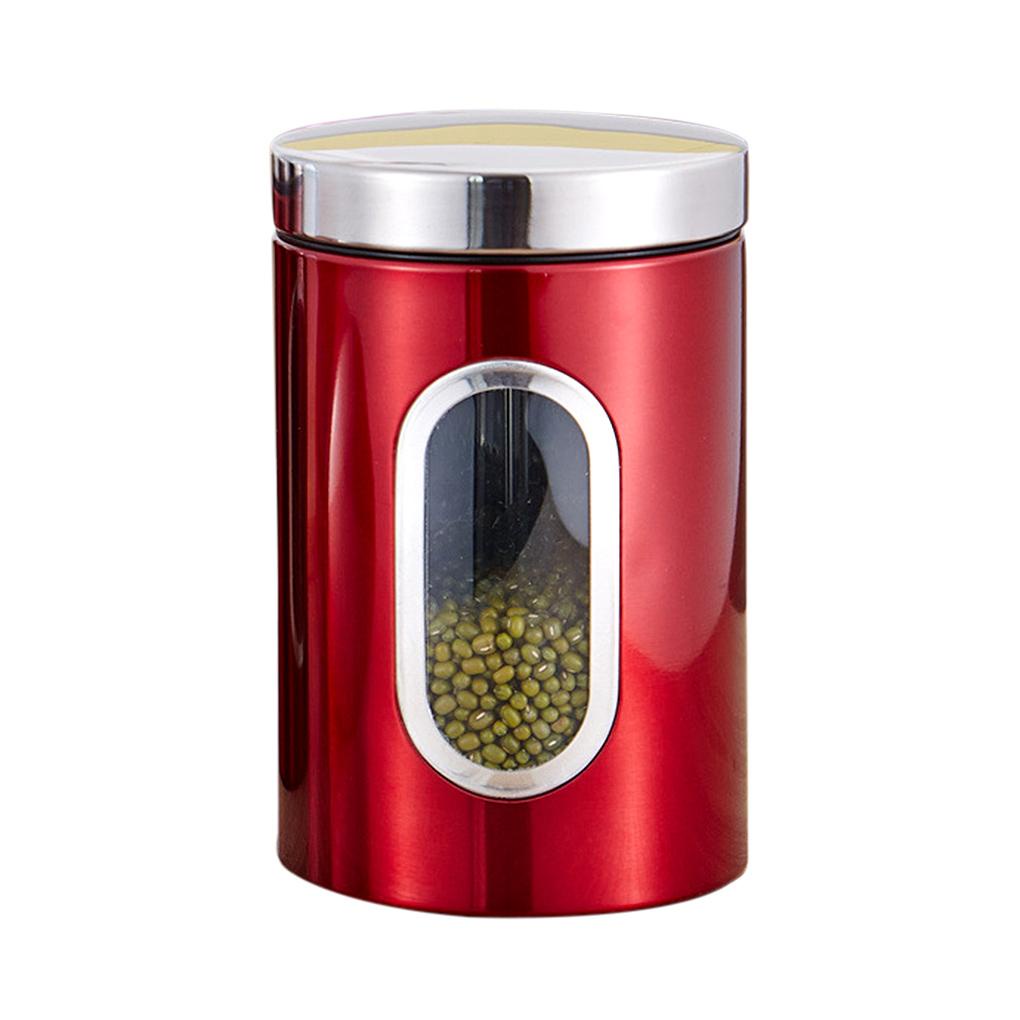 Toples Penyimpanan Stainless Canister Dry Food Dispenser Toples Dapur Untuk Visible Teh Kopi Bijian Kedap Udara Anti/ -Korosi 1pcs