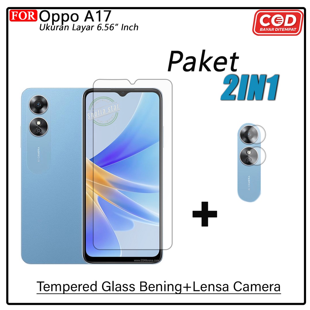 PAKET 2IN1 Tempered Glass Matte Oppo A17 A17k Anti Glare Full Layar