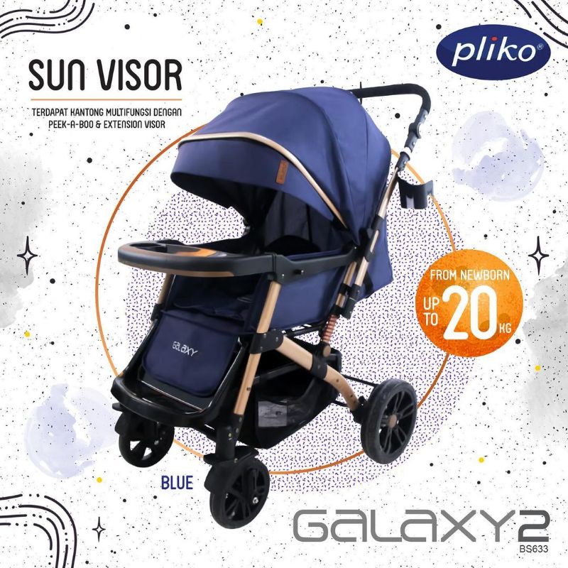 Makassar - Stroller Pliko Galaxy 2 BS 633 RH Kereta Dorong Bayi Hadap Ibu