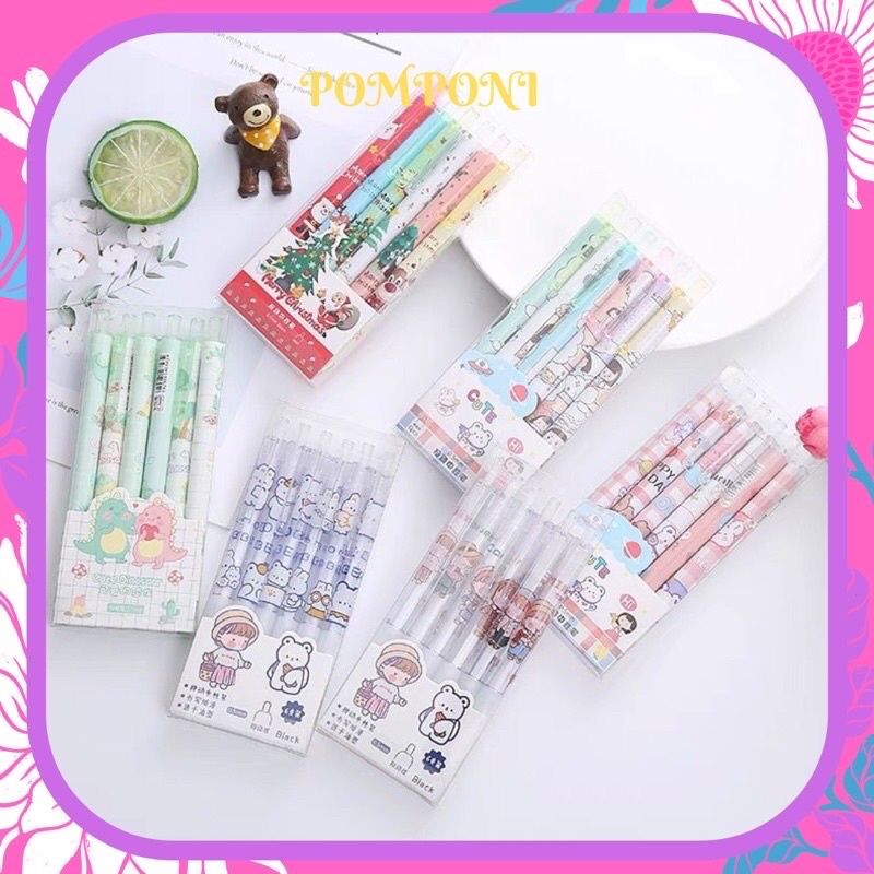 

POMPONI 1SET 6PCS PULPEN GEL MEKANIK 0.5MM PULPEN INS SEKOLAH KANTOR ASTHETIC RT71