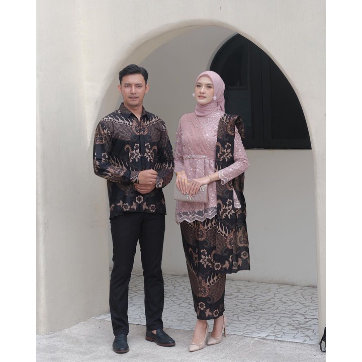 New Arrival - SHOPASHOP SOLO Batik Kebaya Brukat Couple Maldiva Tulle Mutiara - Kebaya Wisuda - Kebaya Lamaran - Baju Lamaran - Batik Wisuda