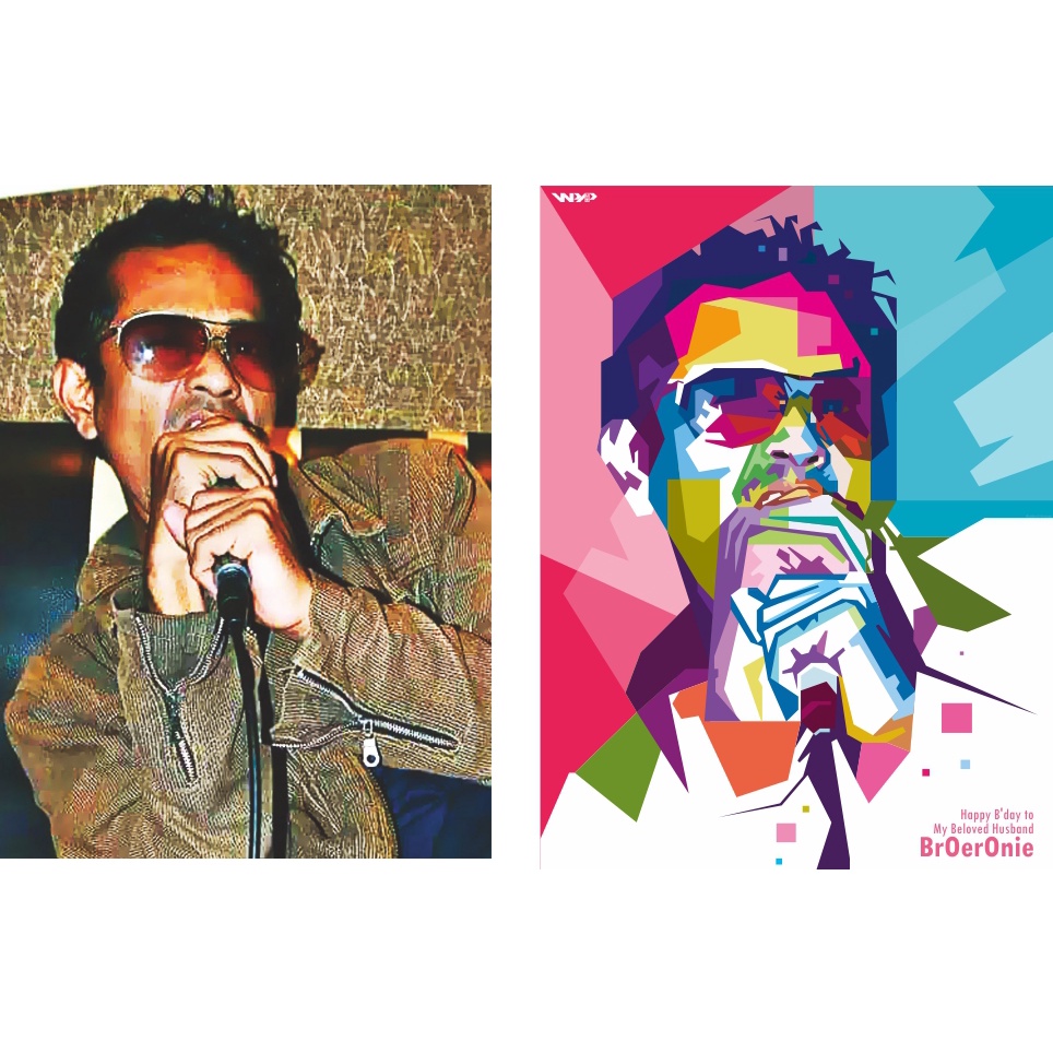 Lukisan Wajah WPAP Custom Pop Art Cetak A3 - Color Full