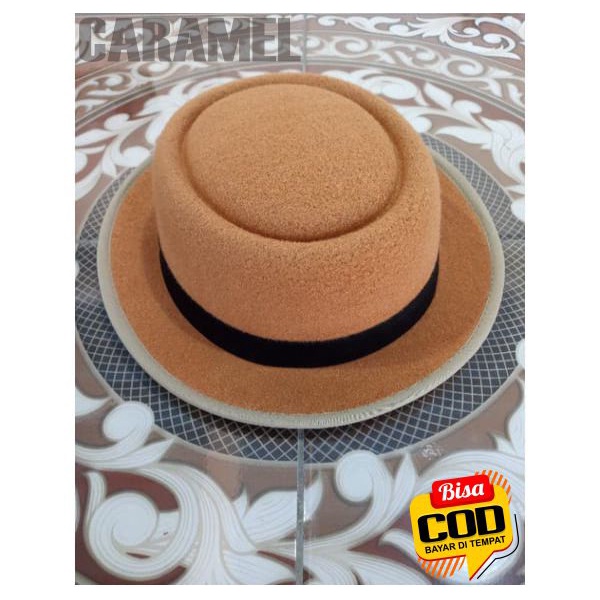 fedora pie hat topi bulat pork pie topi glen fredly harga grosir (BISA COD)