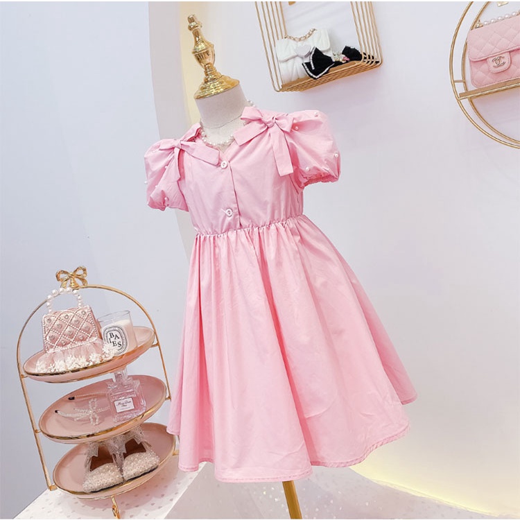 babyfit dress ANNIE baju gaun mini anak perempuan kemeja lengan puff katun import fd-1023