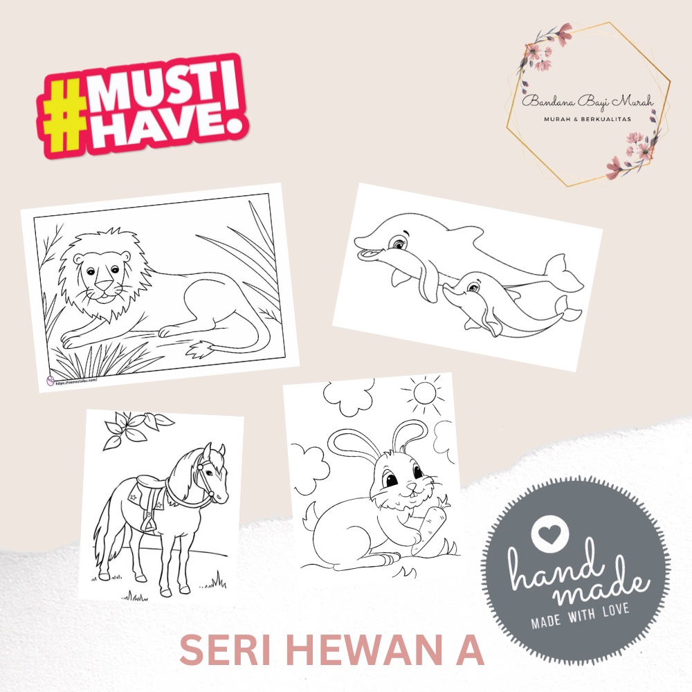 

4 LEMBAR Worksheet Mewarnai Anak Kertas Gambar Sketsa Mewarnai Anak PAUD TK SD Kertas A4 Hewan Buah Kartun