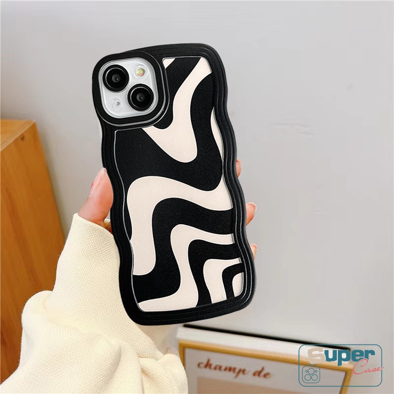 Case Untuk OPPO A17 A95 A16 A96 A15 A76 A17K A54 A16K A12 A74 A57 A78 A7 A55 A53 A9 A15s A16s A5s A16E A1K A5 A52 A3s Reno 8T 6 8 7 A12E Art Zebra Pattern Wavy Edge Sarung Soft Cover