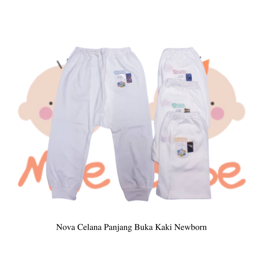 [Size Newborn] Nova Baby Celana Panjang Putih Buka Kaki