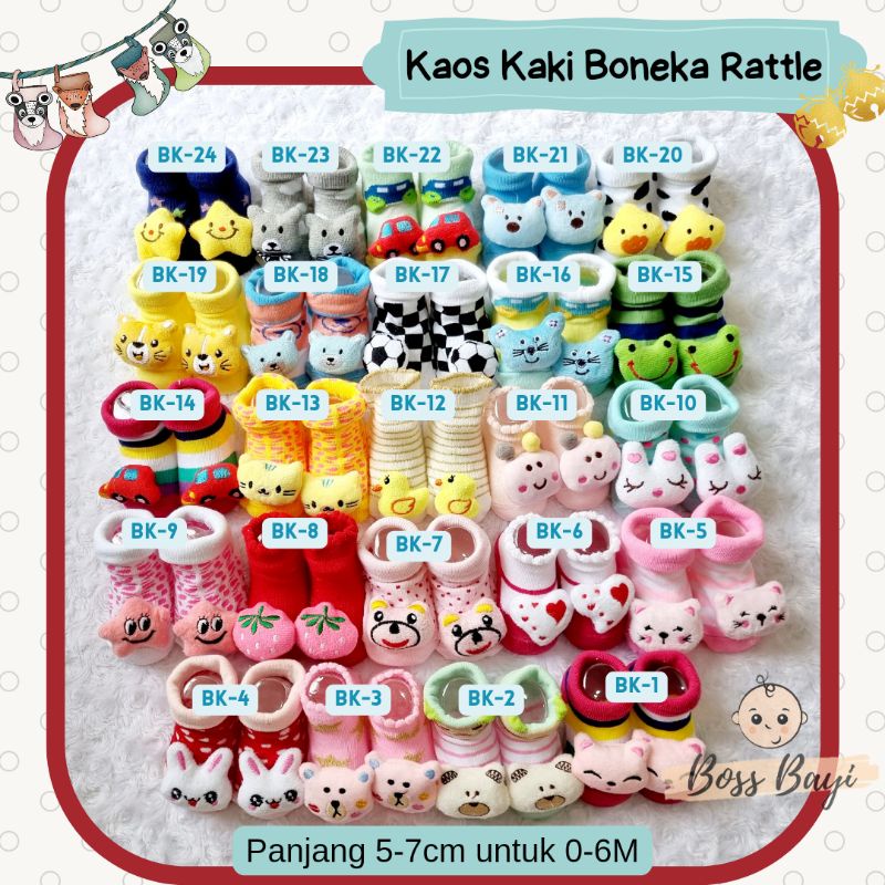 BOSS BAYI - Kaos Kaki Boneka Rattle / Krincing 0-12M