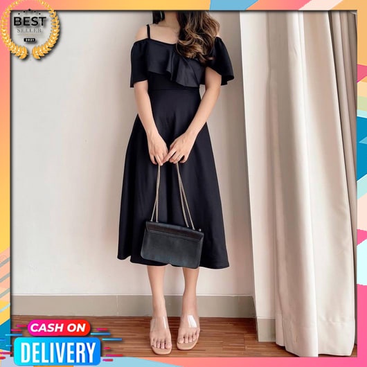 Dres Casual Baju Pesta Gaun Cewek Natal Atasan Wanita  Terbaru 2022 Korean Style Dress Midi Busui Co