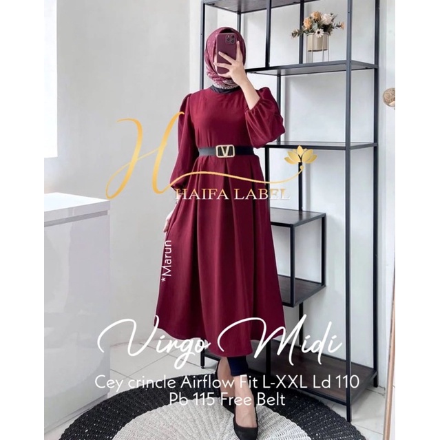 Virgo Midi Dress Wanita Crincle Airflow Ld 110