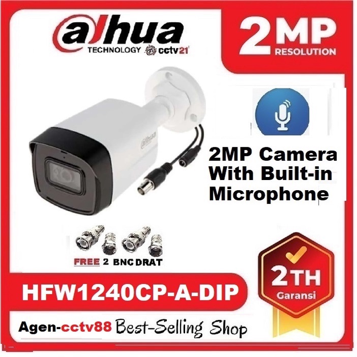 Kamera CCTV Outdoor AUDIO DAHUA 2MP HAC-HFW1240CP-A-DIP 1080p+Free 2BNC Drat