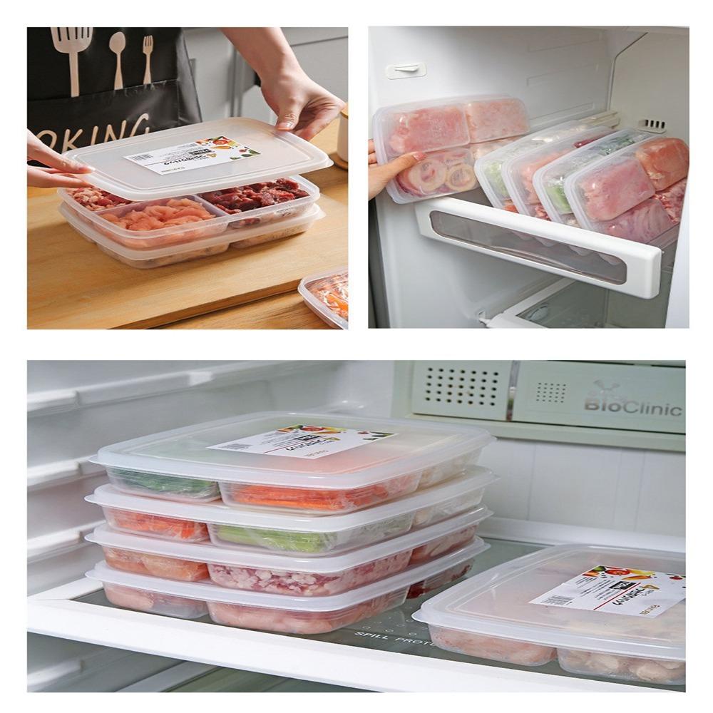 Solighter Food Preparation Storage Box 4kisi Sayuran Buah Kotak Dapur Gadget Piring Kulkas Freezer Organizer