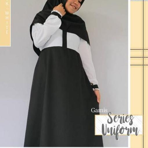 Tren Terbaru Gamis Seragam  Hitam Putih /S.M.L.XL. / Gamis Seragam Kerja PNS /GURU TERBARU 2022/gami