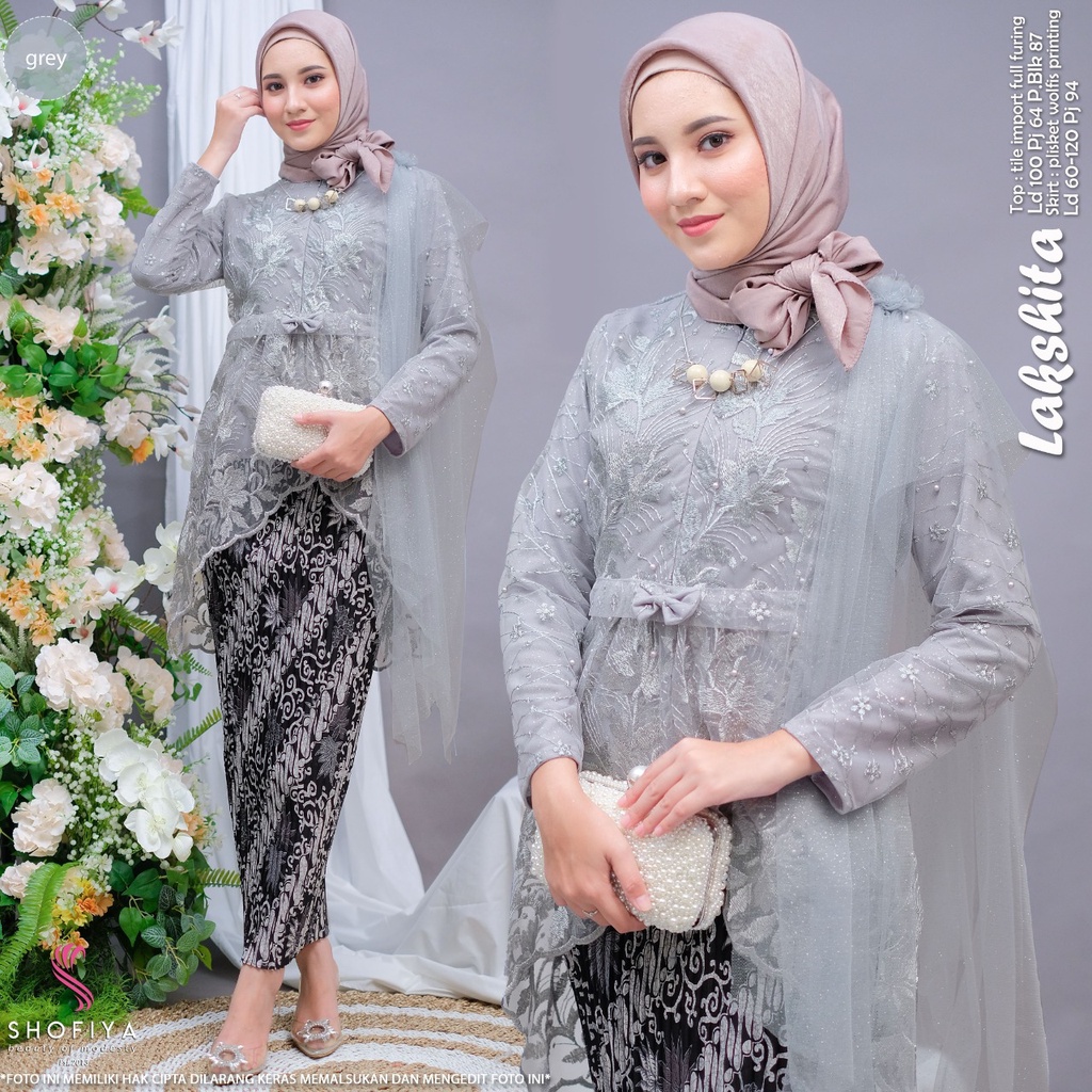 Shofiya Terbaru Lakshita Set / Setelan Kebaya Modern / Muslim Wanita Kekinian / Dress Wanita Murah L