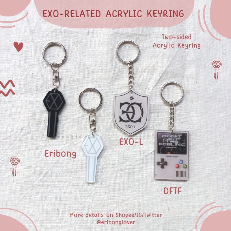 EXO-L | DFTF | EXO LIGHTSTICK ERIBONG ACRYLIC KEYRING/KEYCHAIN TWO-SIDED - eribonglover
