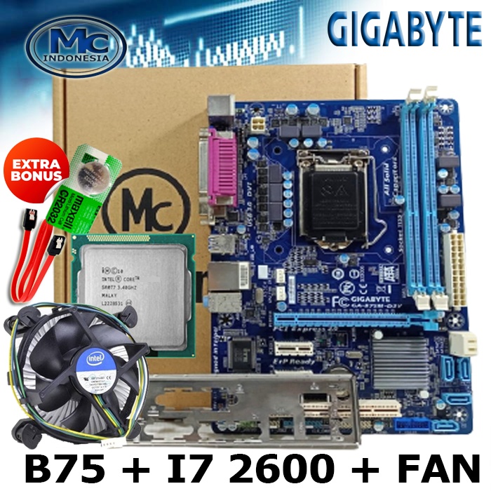 PAKET MOBO Mainboard soket 1155 B75