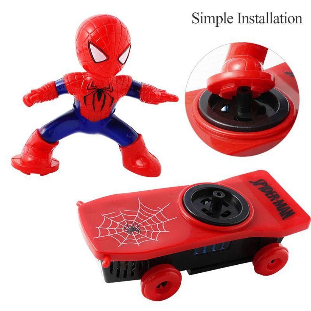 Needway   Spider-Man Mainan Musik Hadiah Ulang Tahun Marvel Acousto-optic Anime Action Figure Spider Man Model Mainan Mobil Mainan Stunt Scooters Flip Otomatis