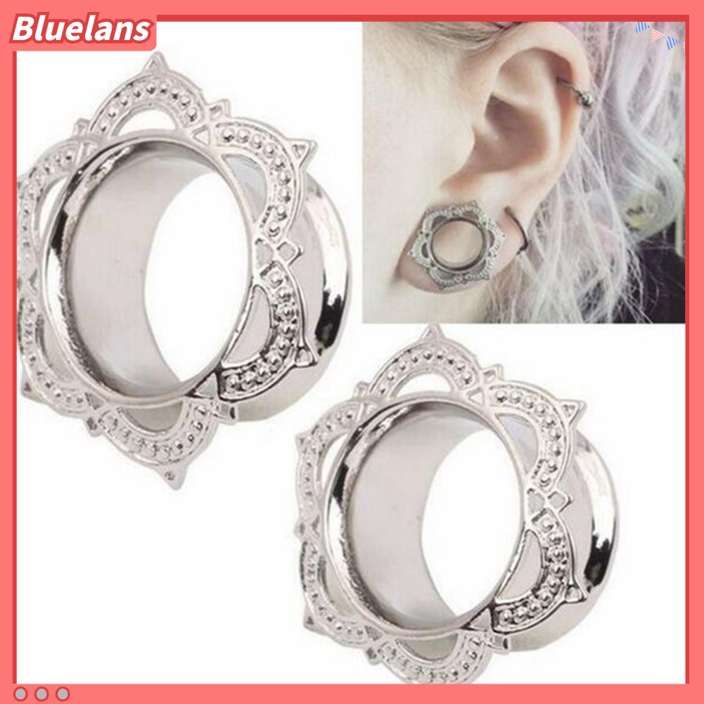 1 Pc Anting Tindik Expander Desain Bunga Lotus Double Flare Untuk Unisex