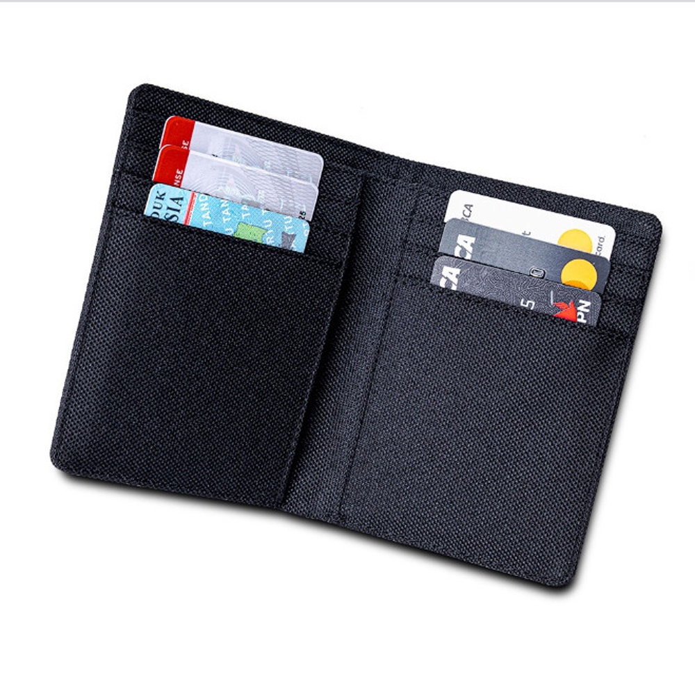 Dompet Pria Canvas POLOS Dompet Lipat 3/4 Bahan Kanvas - Black + BOX