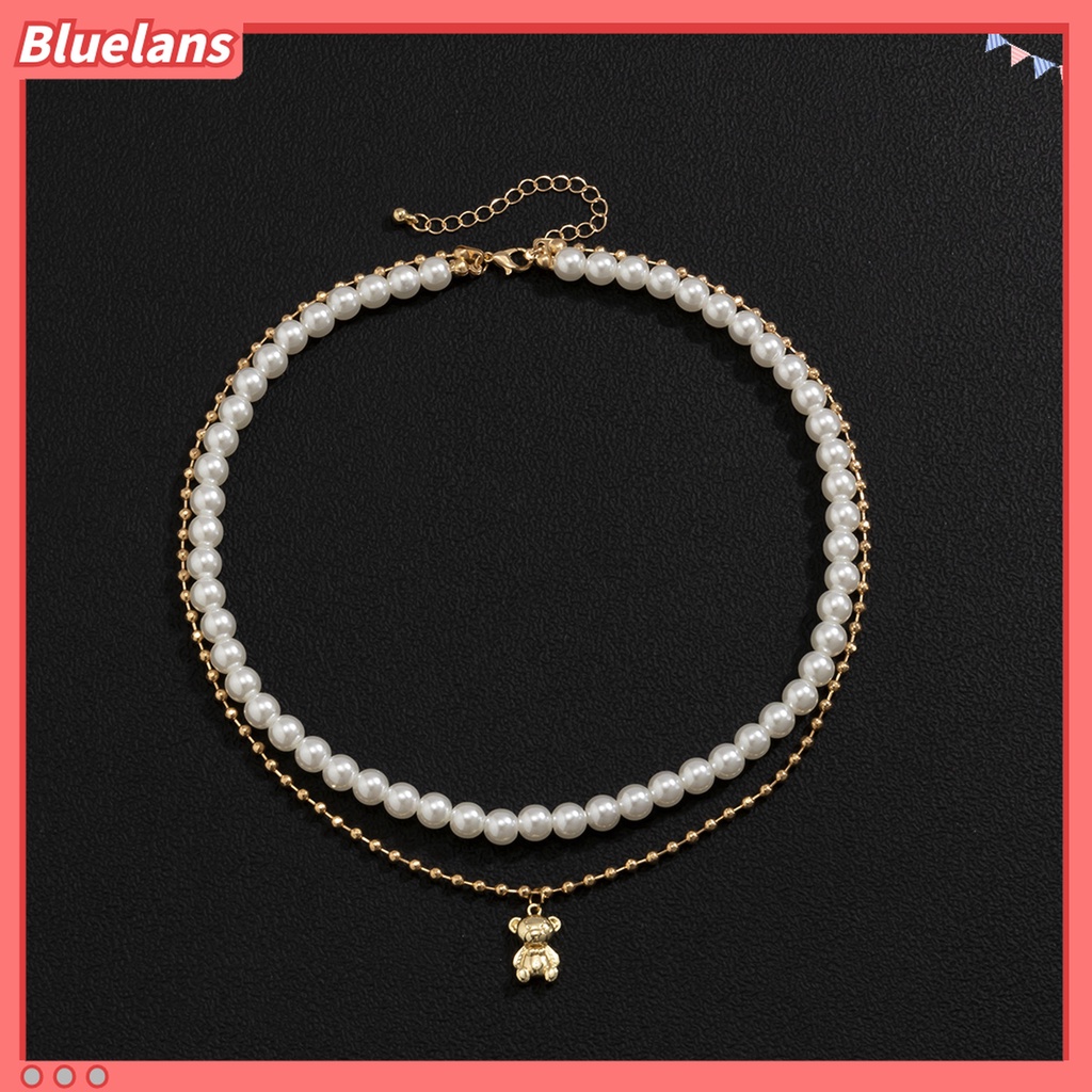 Kalung Choker Portable Bentuk Panda Aksen Mutiara Imitasi Gaya Punk Untuk Pria