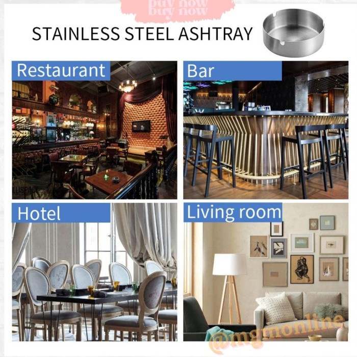Asbak Stainless Cafe Tebal Bulat POLOS 14cm asbak besi polos 3 lubang