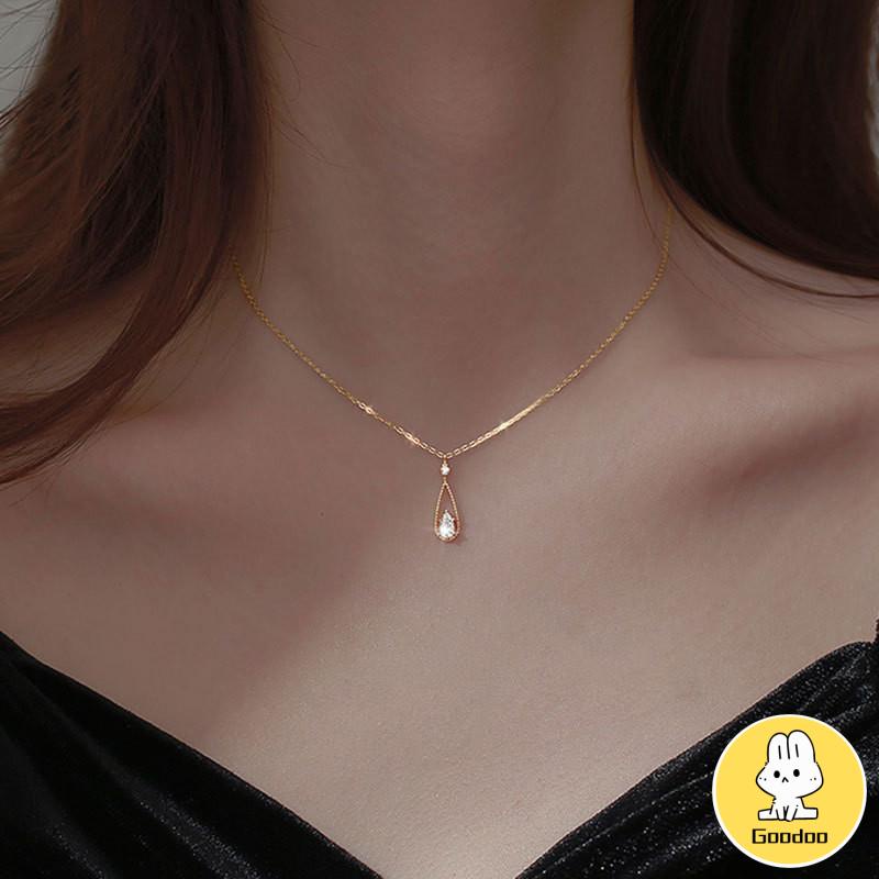 Fashion Indah Water Drop Zircon Kalung Wanita Sederhana Temperamen Rantai Klavikula -Doo