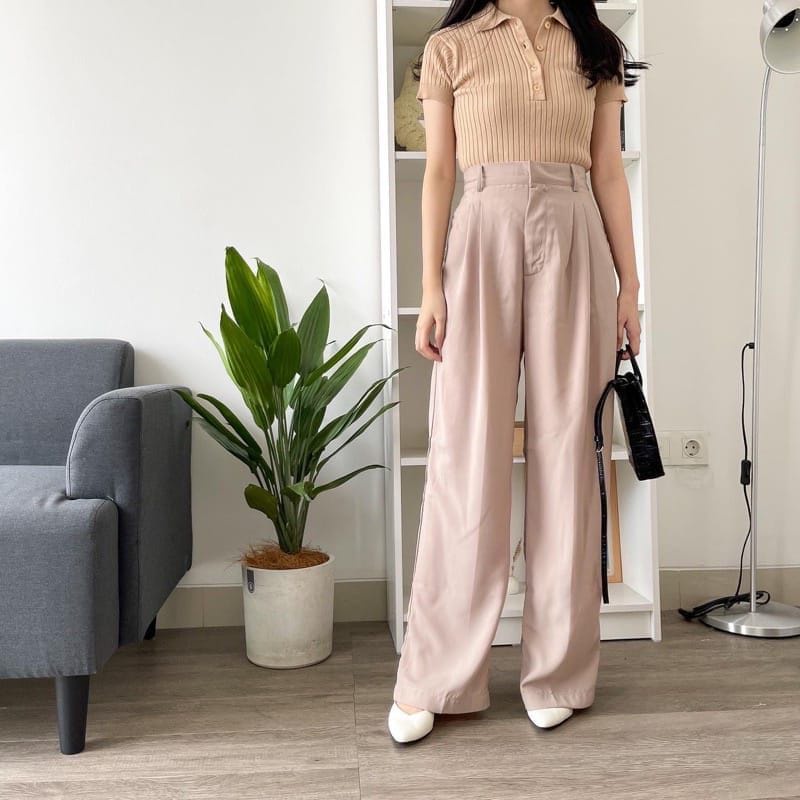 CELANA KULOT HIGWAIST WANITA LOOSE CULLOTE PANTS PANJANG