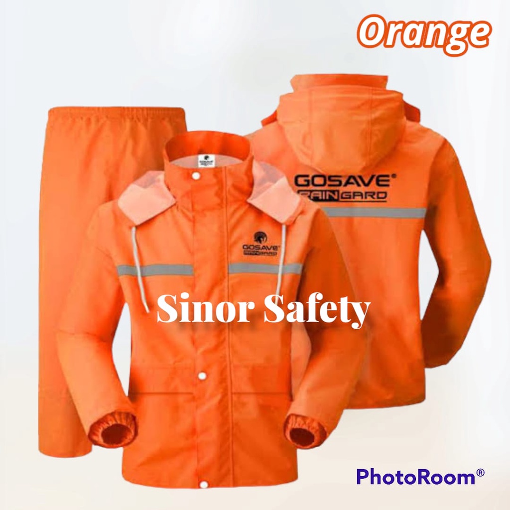 Jas Hujan RAINGARD ORANGE dan HIJAU Industrial Safety Raincoat Setelan Baju Celana Motor