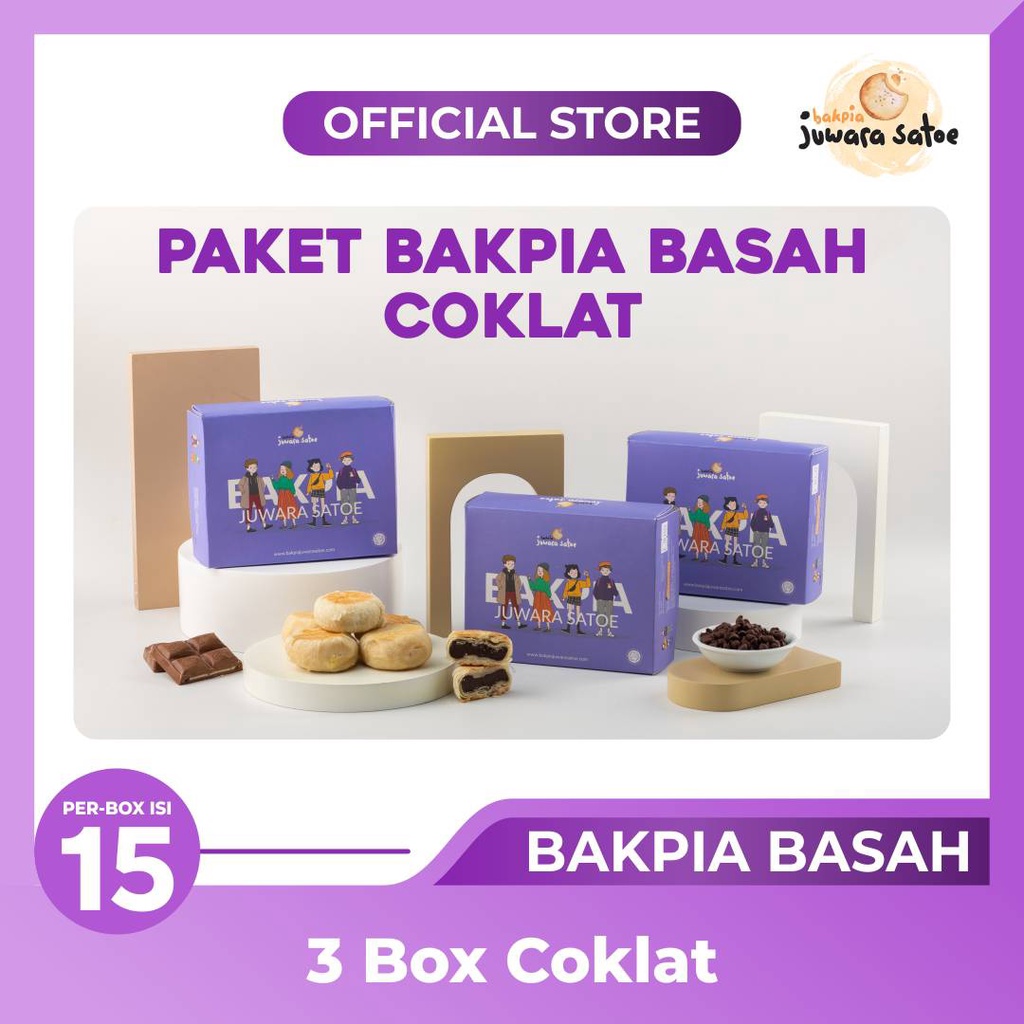 [ 3 BOX ] PAKET BAKPIA BASAH RASA COKLAT - BAKPIA JUWARA SATOE