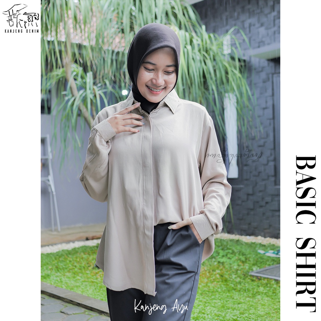 Kemeja Wanita Basic Polos Rayon Twill Premium