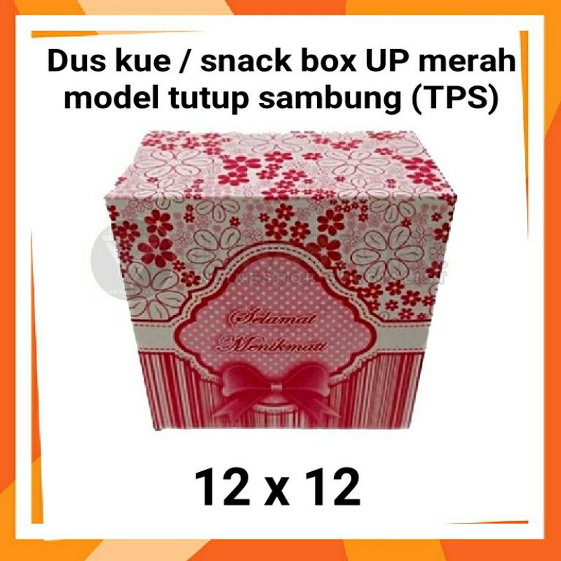 

Dus kue / snack box UP merah model tutup sambung (GS) 12 x 12(25pcs)