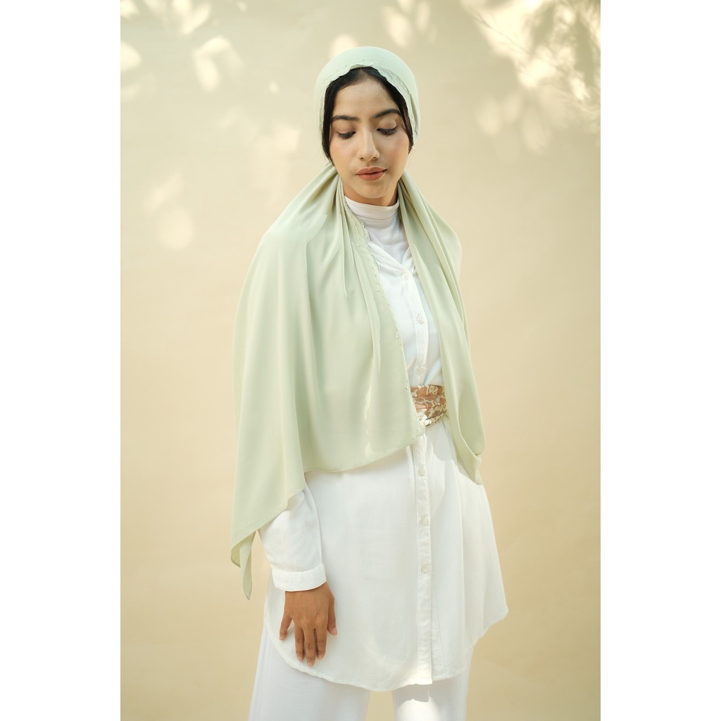 RATU Embroidery HIjab Shawl - Malek - Chinoise Green