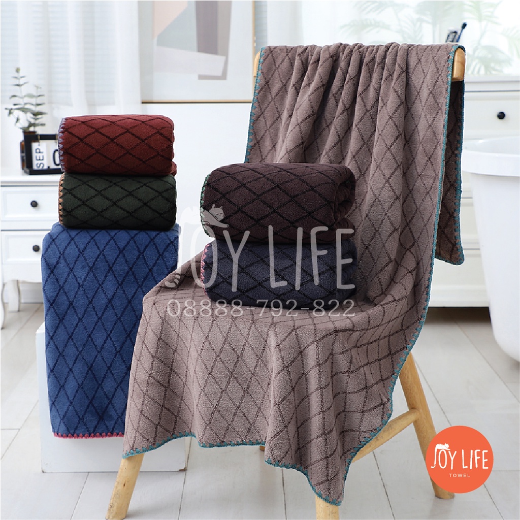 Handuk mandi bulu 70cmx140cm / handuk dewasa / handuk motif mozaik obras daya serap tinggi dan lembut