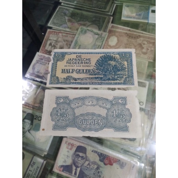 uang kuno/lama half gulden asli saat masa jepang di indonesia