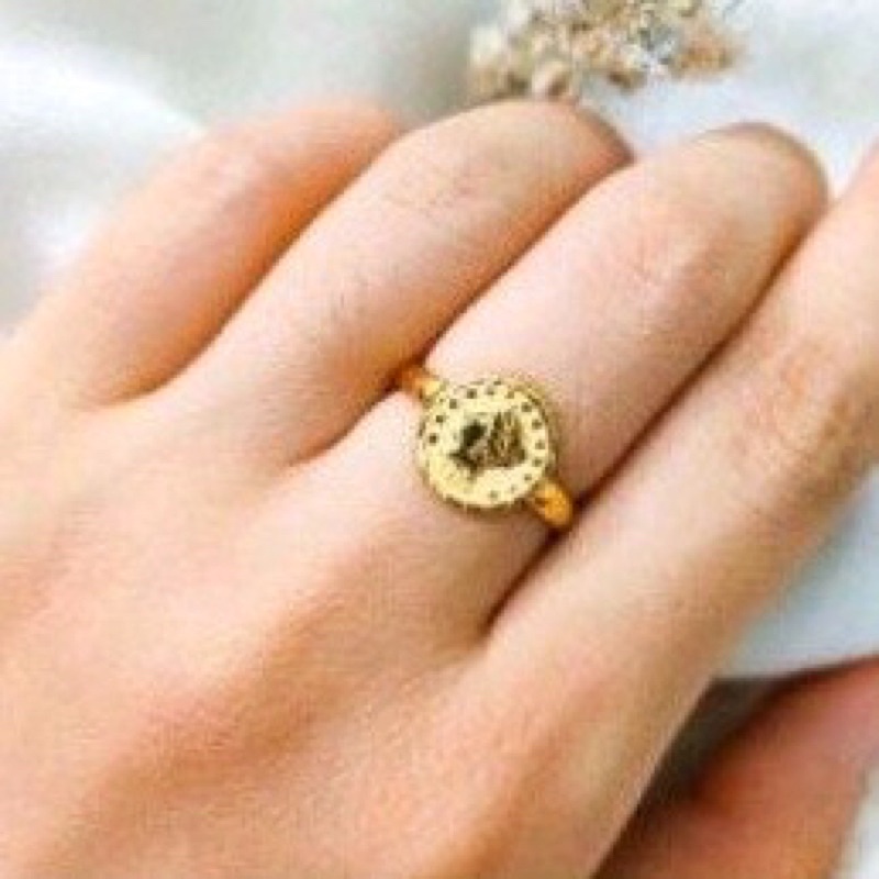 Cincin wanita model koin dollar elegant emas asli