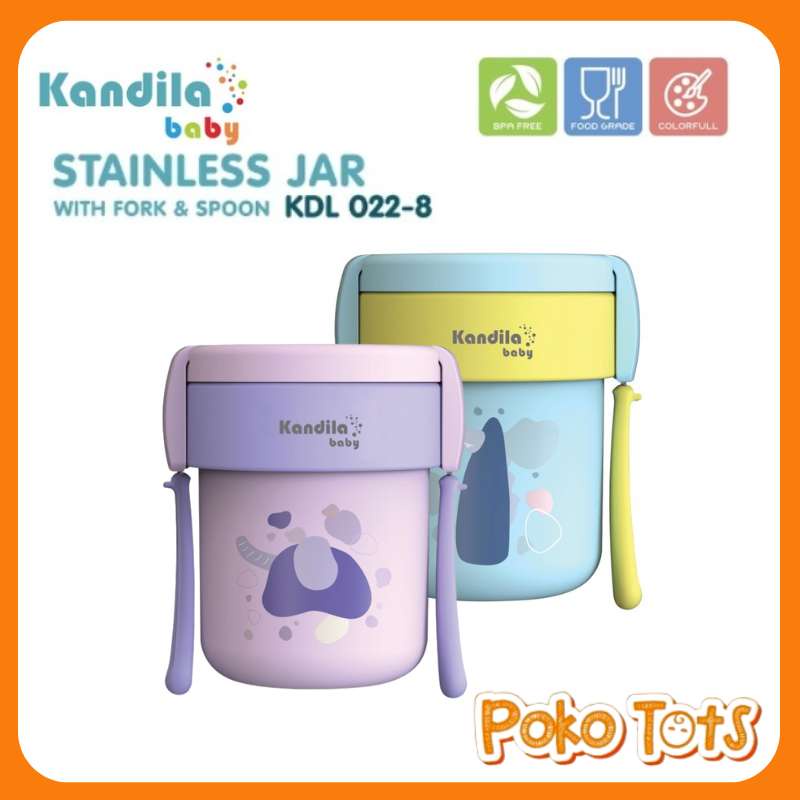 Kandila Baby Stainless Jar With Fork &amp; Spoon KDL022-8 Tempat Makan Stainless