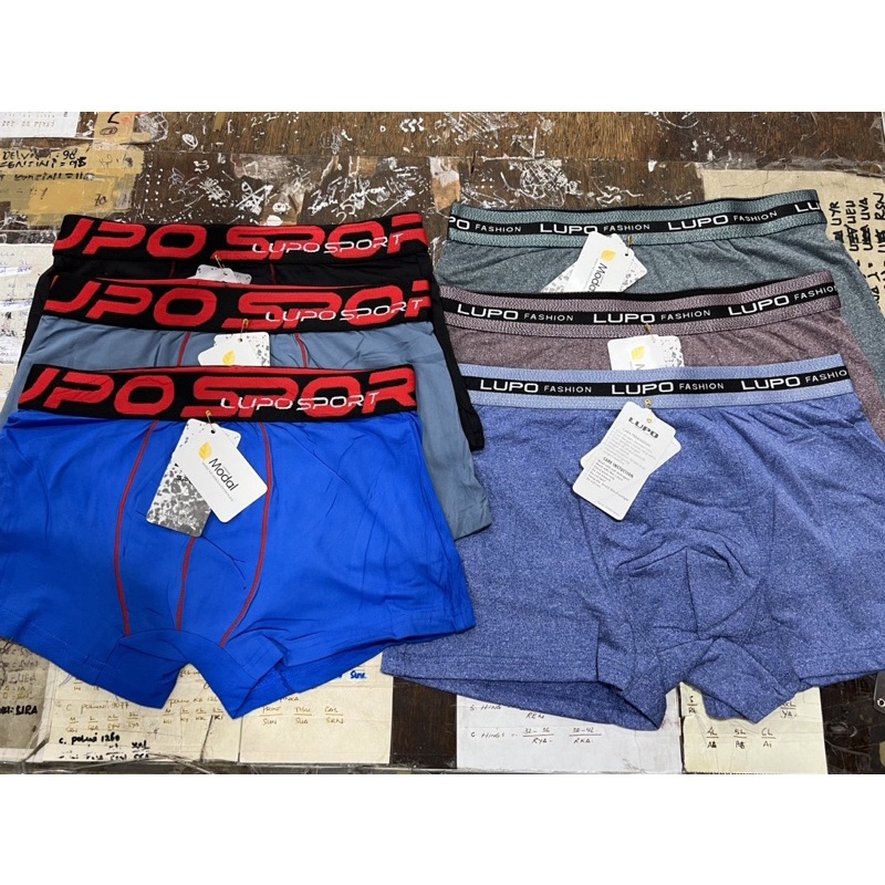 (3pcs) celana dalam pria LUPO BF 8855 2888 sport MODAL boxer termurah original