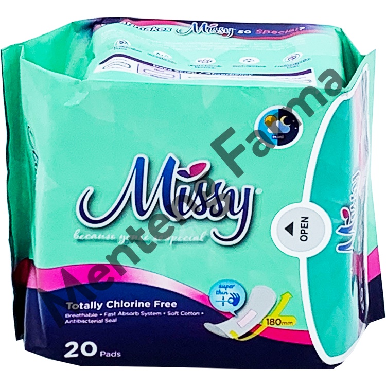 Pembalut Missy Mini Super Thin 188 mm 20 Pads | Pembalut Mini Pantyliner Antibakteri