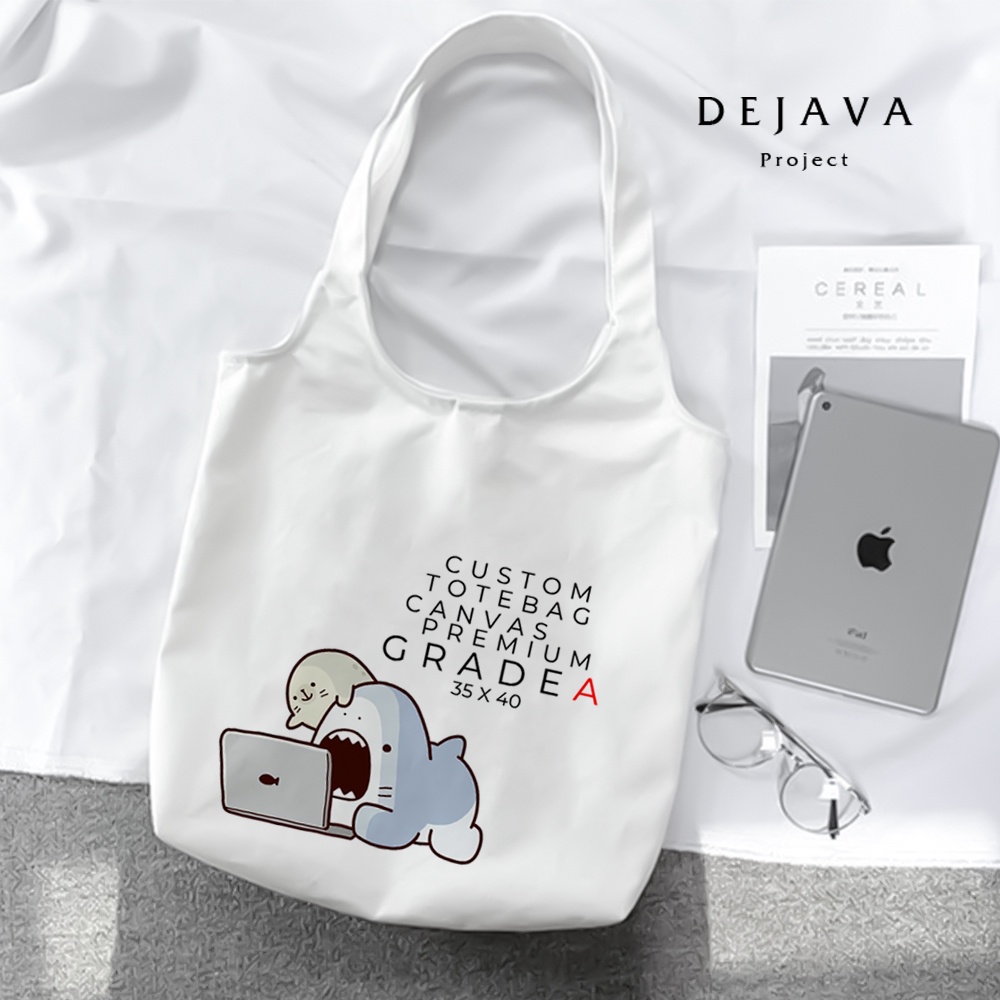 TERBARU TOTEBAG 35 X 40 KANVAS PREMIUM TERBAIK DEJAVA CUSTOM GAMBAR BEBAS TERKEREN