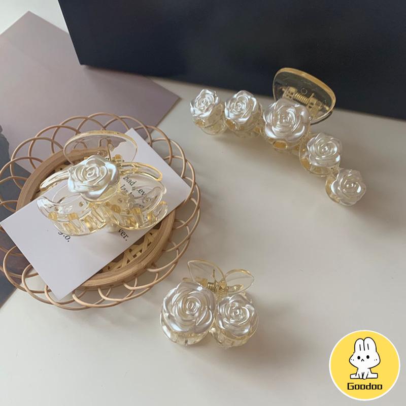 Jepit Rambut Korea Bentuk Bunga Mawar Camellia Warna Transparan Aksesoris Wanita Cepit Rambut -Doo