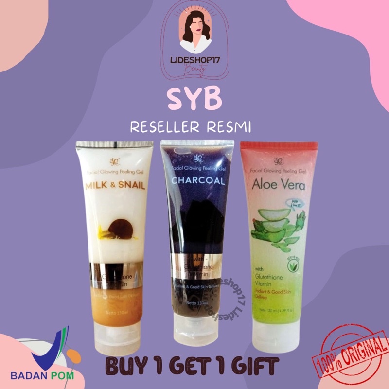 (READY SIAP KIRIM) SYB SBY PEELING GEL ALOE VERA CHARCOAL MILK N SNAIL FACIAL GLOWING  PEELING GEL MUKA SYB SBY EXFO GEL SYB PERONTOK DAKI FACIAL GLOWING PEELING GEL SYB MURAH BPOM EXFOLIATING FEELING GEL PEELING GEL MUKA PEELING WAJAH MURAH SYB OFFICIAL