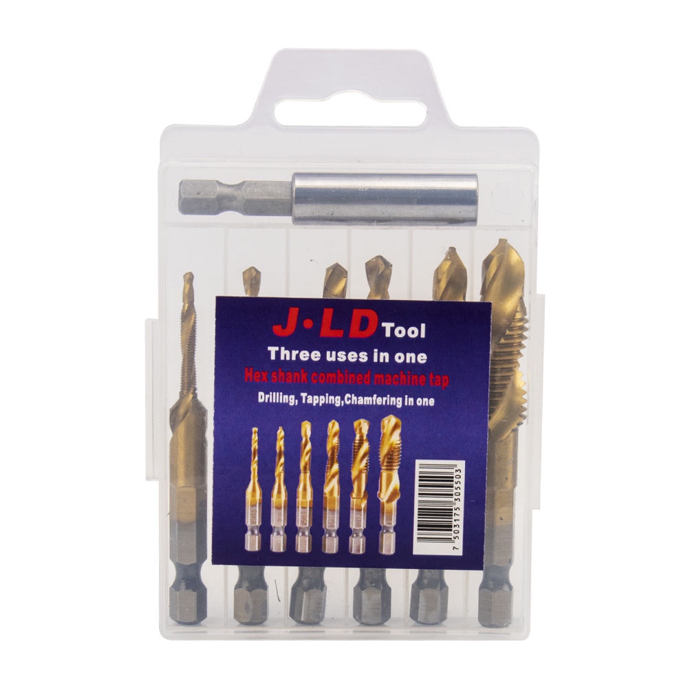 JLD Mata Bor 6PCS Pembuat Ulir Drat Hex Twist Spiral Tapper Baut Bit 0.5/0.75/0.8/1/1.25/1.5mm HSS mata