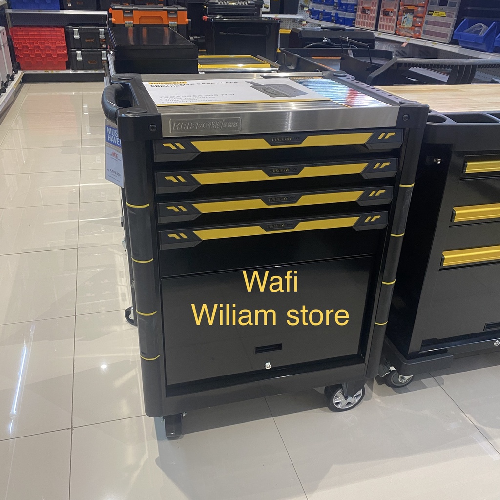 Krisbow lemari bengkel Perkakas Tool Box Cabinet Trolley 4 drawer