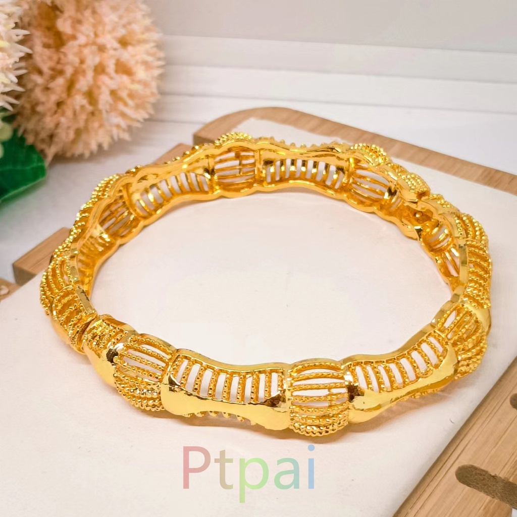Gelang tangan Keroncong terbaru wanita duabi fashiopn perhiasan lapis Emas 24k gold bangle