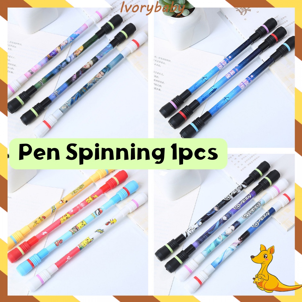 Ivorybaby Pen spinning/spining Gel pen Pulpen putar Spinner Bolpoin anti slip anak Rotating Pen