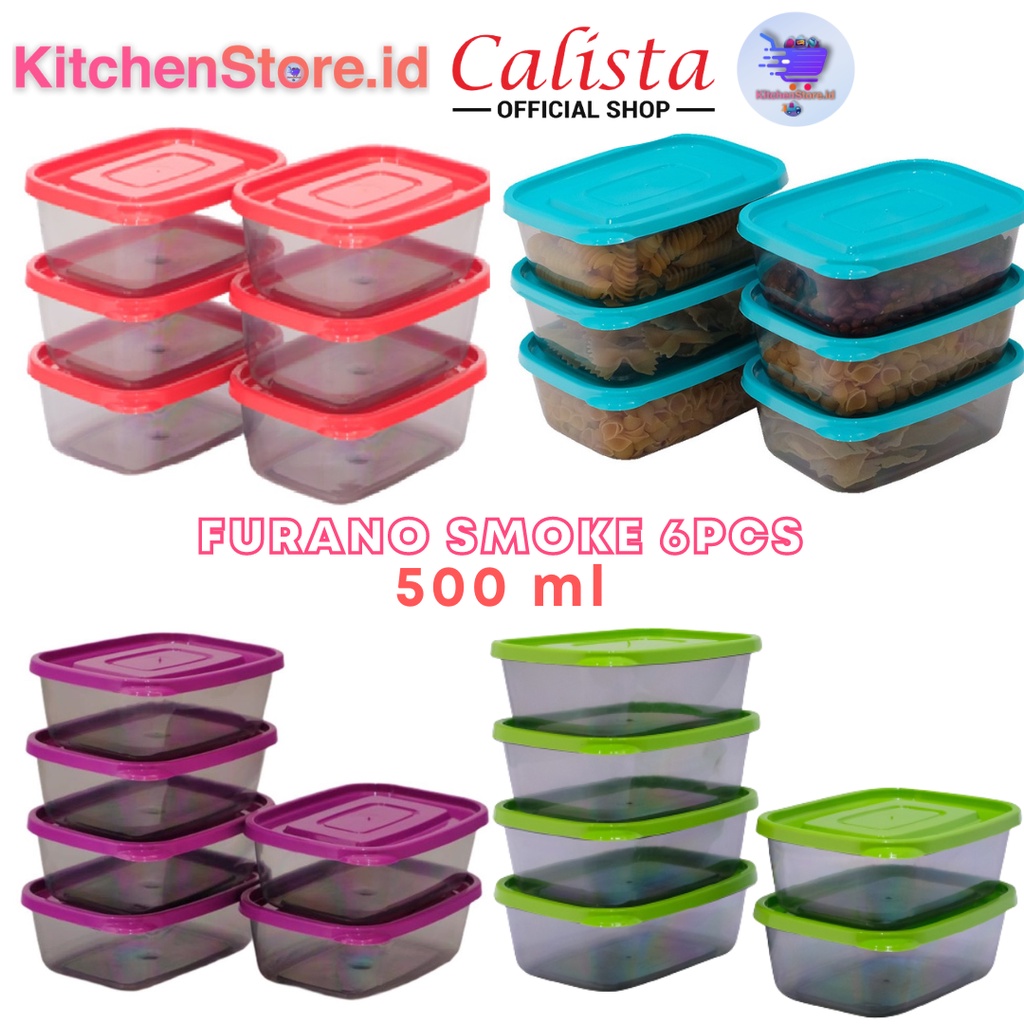 TOPLES FOOD KONTAINER/CONTAINER CALISTA FURANO PUTIH SET ISI 6PCS/FOOD PREPARATION SET/ FOOD STORAGE KULKAS SET/ PENYIMPANAN BUMBU PLASTIK KULKAS SERBAGUNA SET