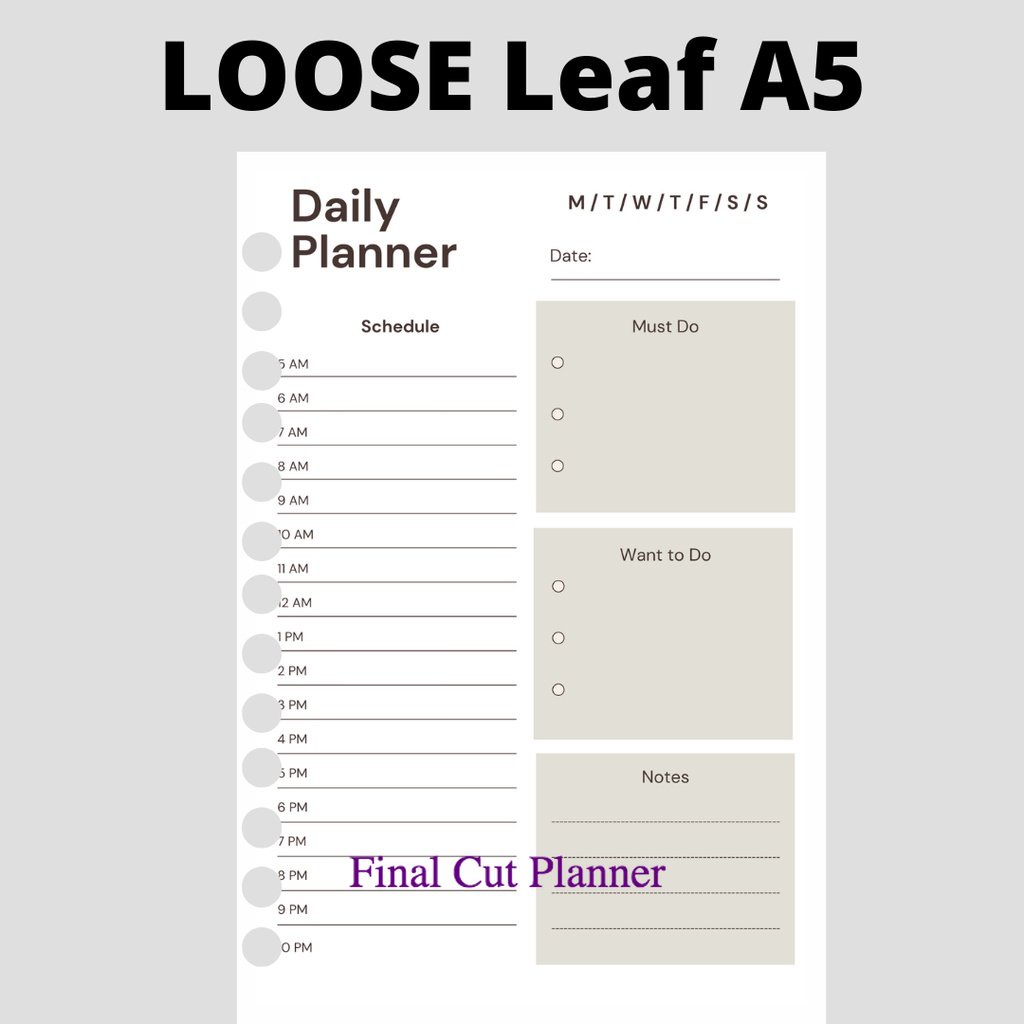 

Loose Leaf A5 - Daily Planner Grey By Monologprojects .