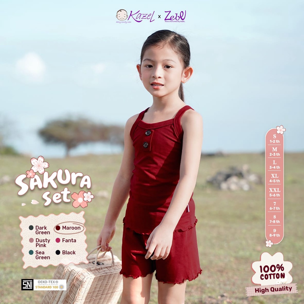 Kazel Setelan Anak Perempuan Sakura Set 1-9Thn / Setelan Anak Sakura