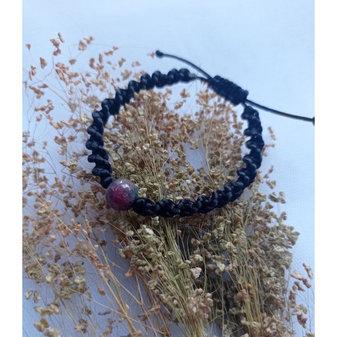 GELANG BATU ALAM ASLI/BATU RUBY/GELANG TALI UNISEX